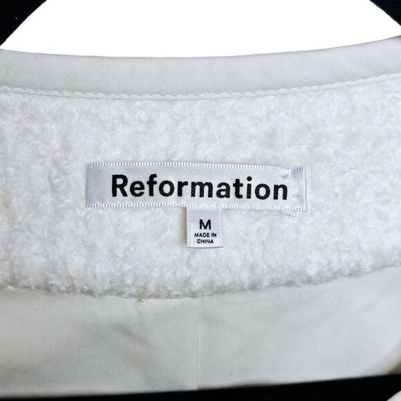 Reformation Dale Cream Fleece Cropped Jacket‎ Wool Blend Neutral Size M - Picture 5 of 14